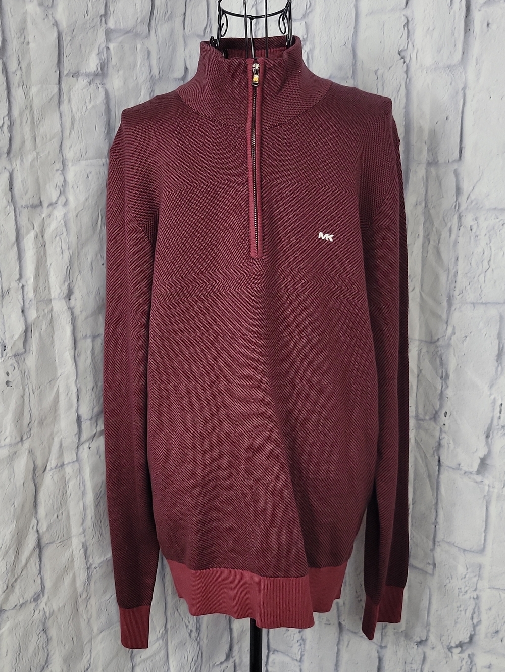 Michael Kors Quarter Zip Rosewood Men's Pullover Sweater Size Medium